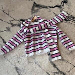 Primark Pink, White & Black Striped Crew Neck Sweater with Scarf